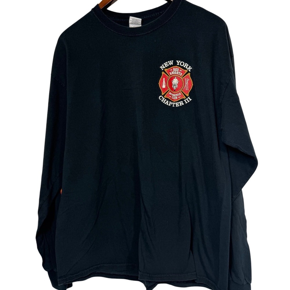 Gildan Red Knights MC New York Chapter III Long Sleeve Shirt Black Mens XL